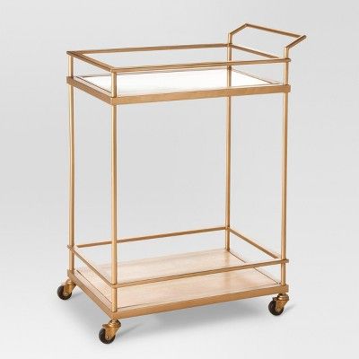 Wood & Glass Gold Finish Bar Cart - Threshold&#8482; | Target