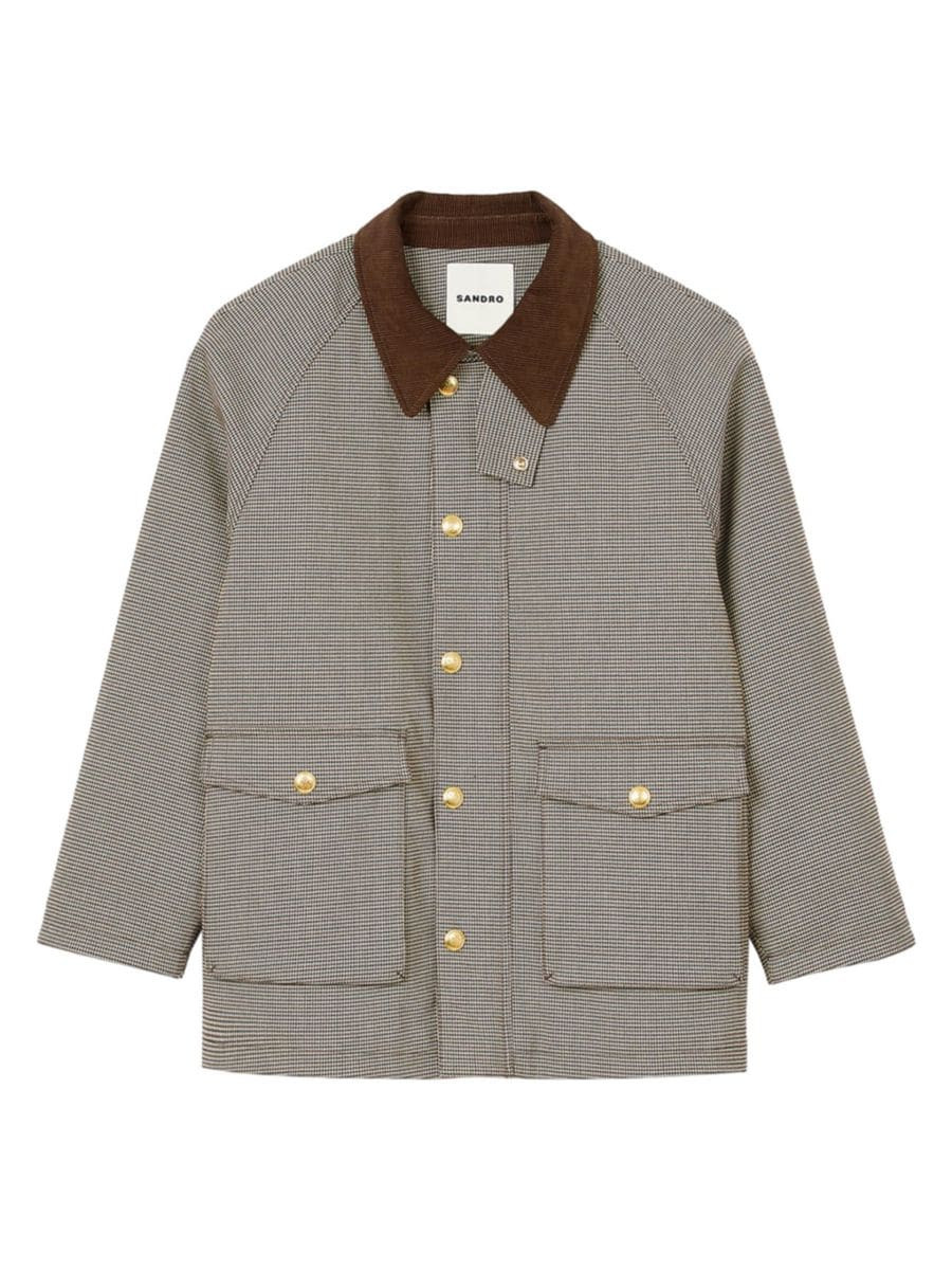 Check Coat with Velvet Collar | Saks Fifth Avenue