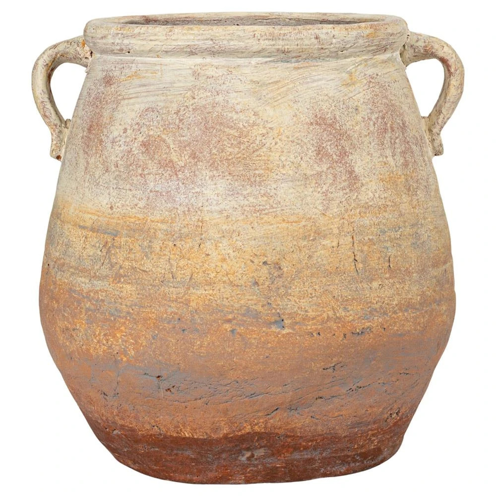 Leith French Country Distressed Orange Terracotta Planter Vase | Kathy Kuo Home