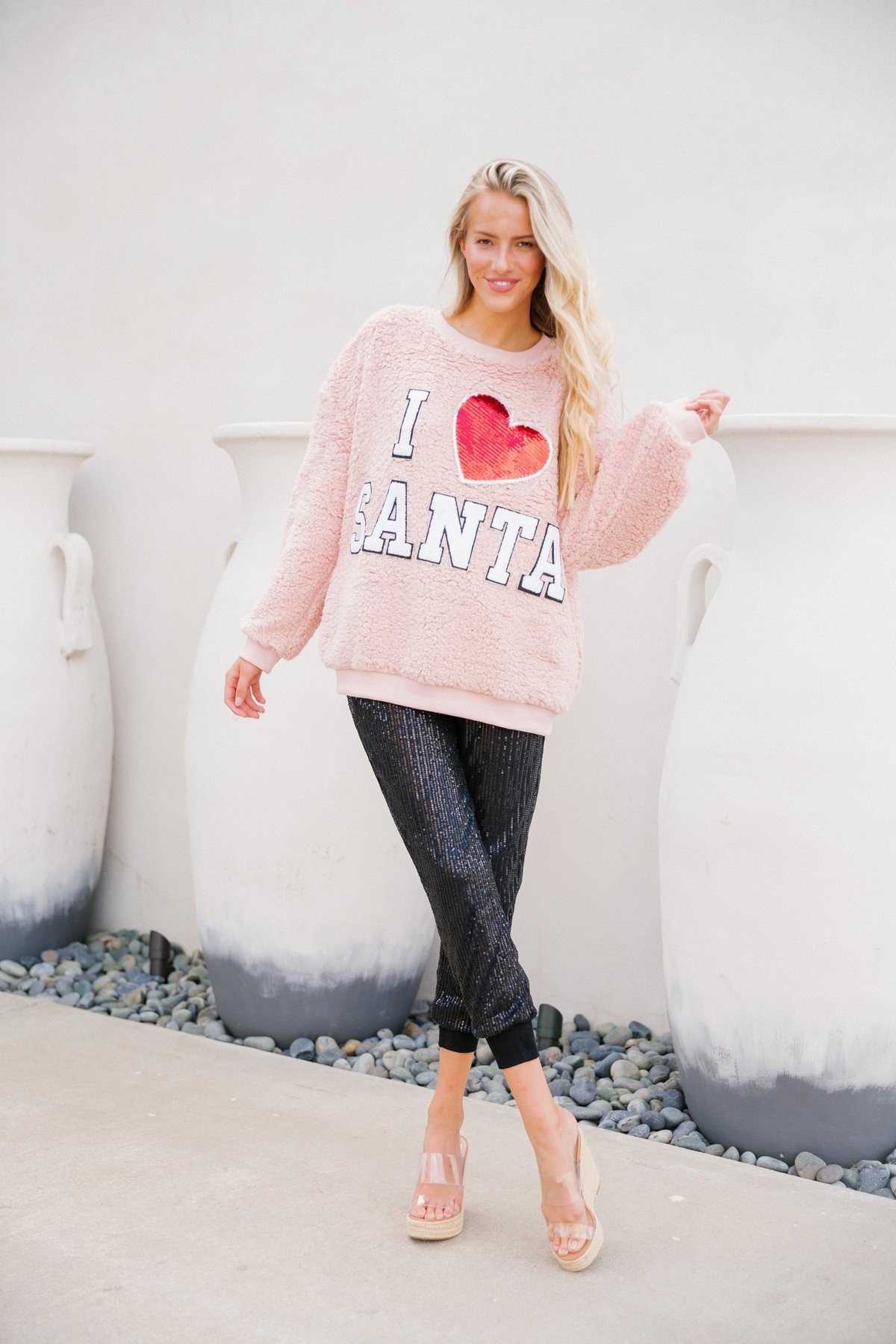 I <3 SANTA SHERPA PULLOVER | Judith March