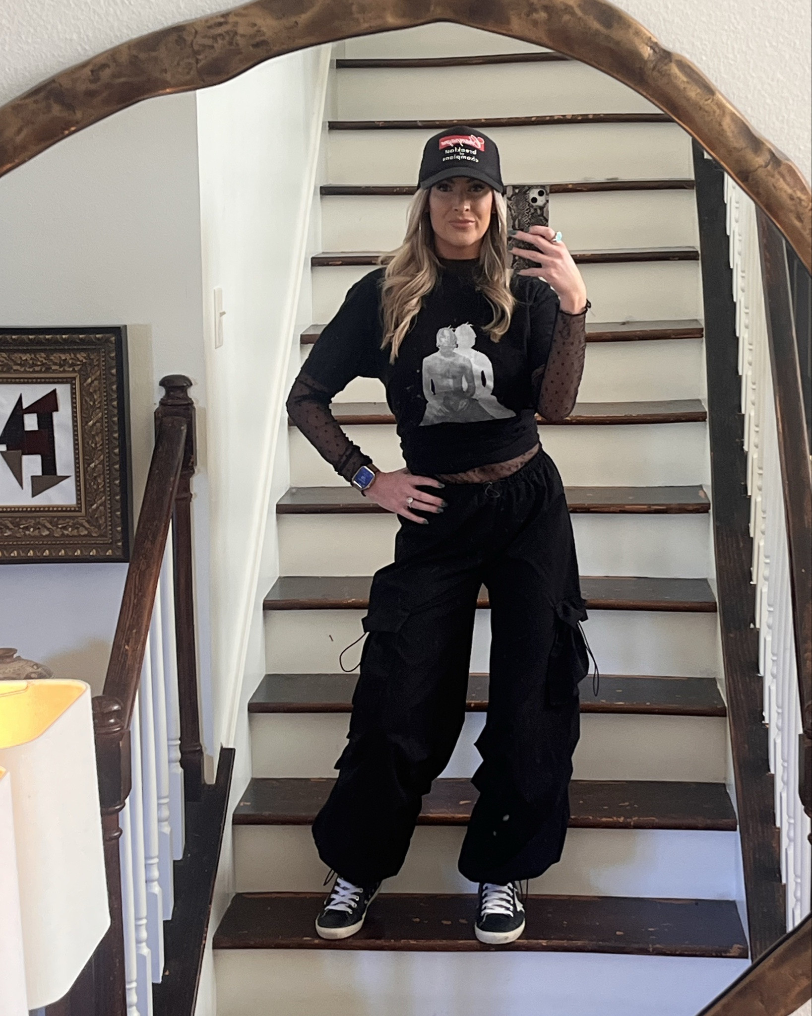 Moody. Layered. Intentional.

This is what happens when my interior design brain picks an outfit — strong silhouette, texture contrast, one focal moment.

Oversized cargo pants + sheer mesh layering + classic black sneakers.
Minimal. Just louder.

If you love bold neutrals and elevated everyday style, you’re in the right place.

Shop the look on LTK.

#LTKootd #LTKSaleAlert #LTKHome