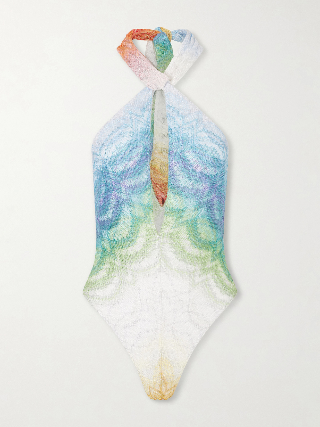 Missoni - Halterneck Metallic Crochet-knit Swimsuit - Blue | NET-A-PORTER (US)