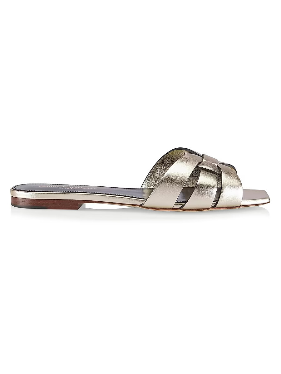 Women's Tribute Mules in Smooth Leather - Platino - Size 9.5 | Saks Fifth Avenue