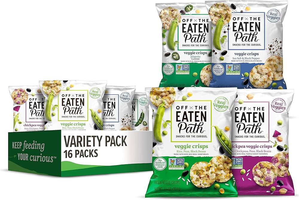 Off The Eaten Path 4 Flavor Sampler Veggie Crisps Variety Pack Gluten Free and made with real veg... | Amazon (US)