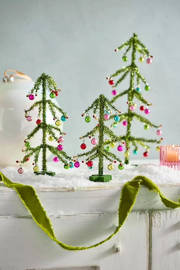 Green Tinsel Trees, Set of 3 | Terrain