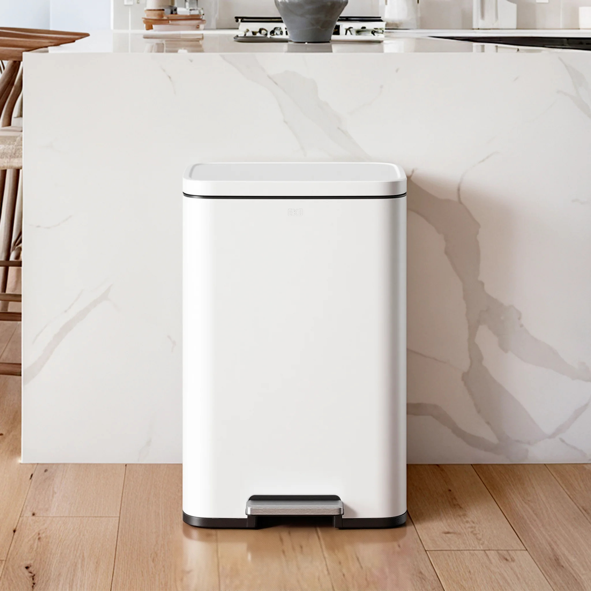 Eko Madison 50 Liter/13.2 Gallon Step Trash Can With Inner Liner - Fingerprint Resistant Finish | Wayfair North America