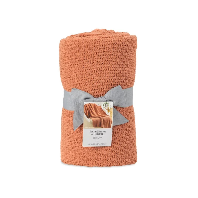 Better Homes & Gardens Chenille Knit Super Soft Oversized Throw Blanket,  Terracotta Clay | Walmart (US)