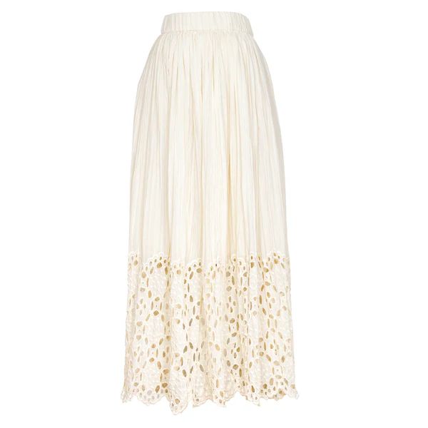 Elise Eyelet Skirt, Cream | The Avenue