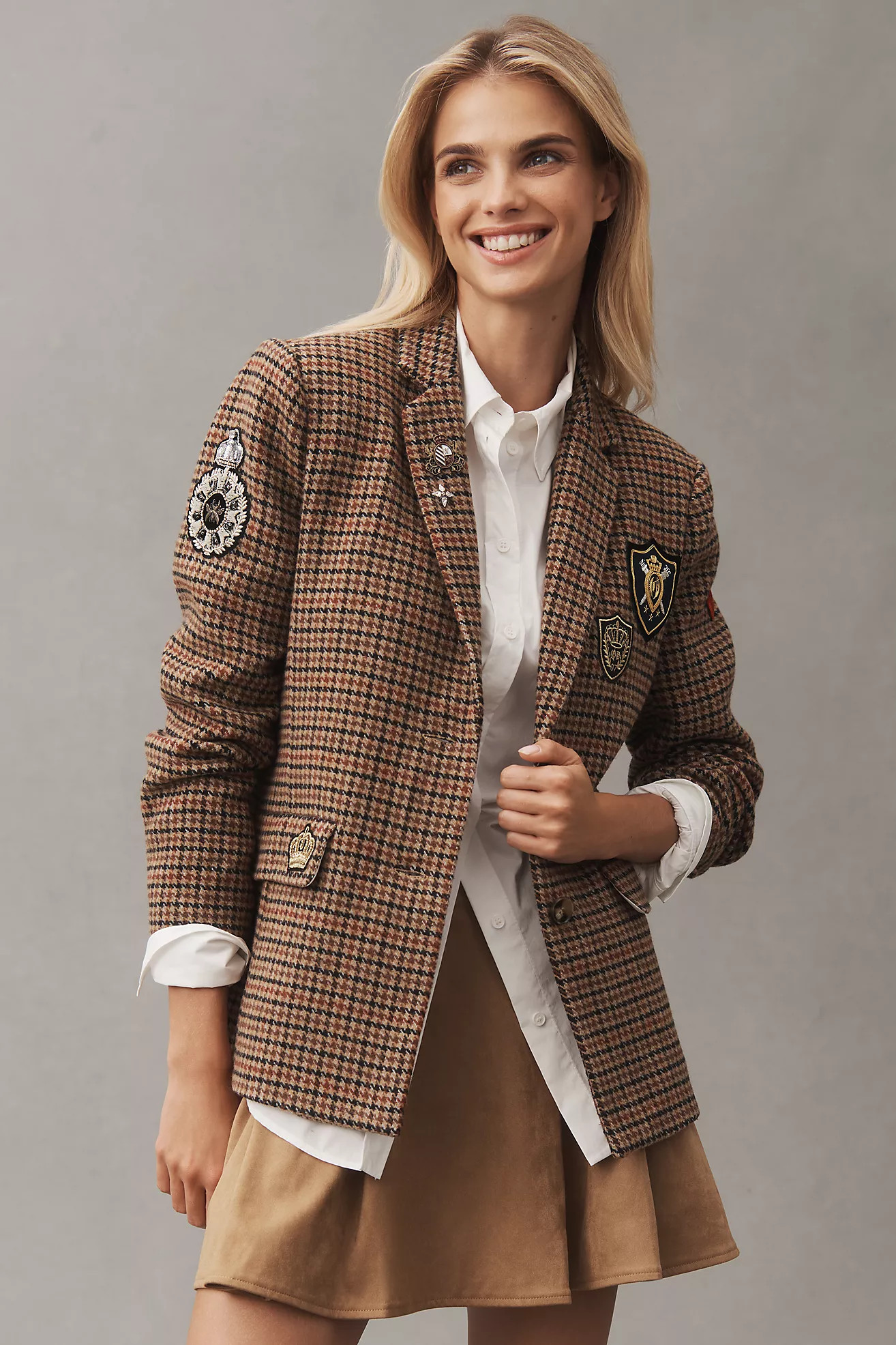 By Anthropologie Patches Houndstooth Blazer | Anthropologie (US)