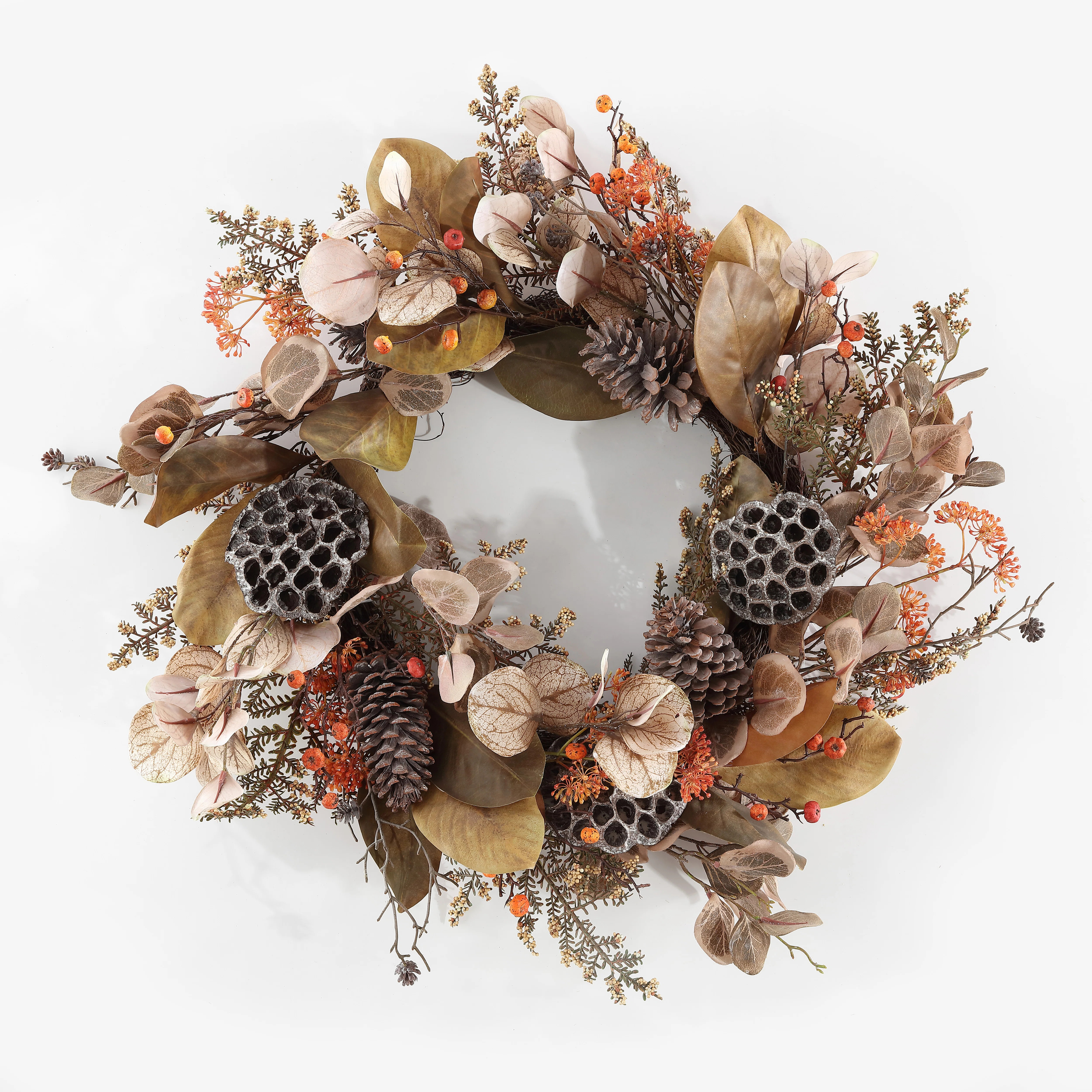 Eucalyptus and Lotus 32" PVC Wreath | Wayfair North America