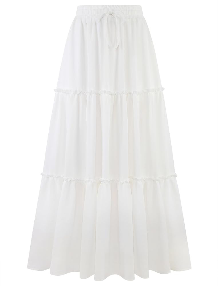 Arolina Women's Summer Maxi Skirt Trendy High Waist Pleated Ruffle Long Skirts Flowy Beach Boho S... | Amazon (US)