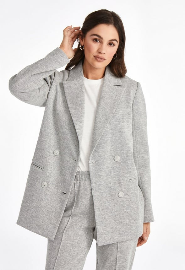 Knit Boyfriend Twill Blazer | JustFab