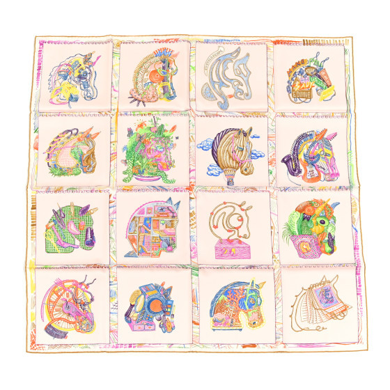 Silk Chevaloscope Scarf 90 Rose Nacre Vert Multicolor | FASHIONPHILE (US)