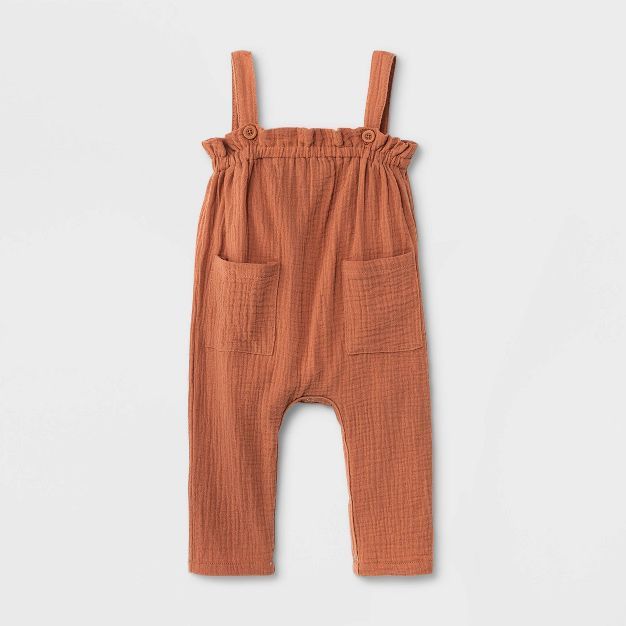 Grayson Mini Baby Girls' Gauze Jumpsuit - Orange | Target