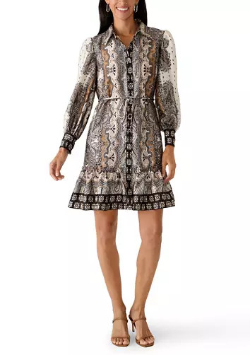 Women's Long Sleeve Printed Chiffon Shirtdress | Belk