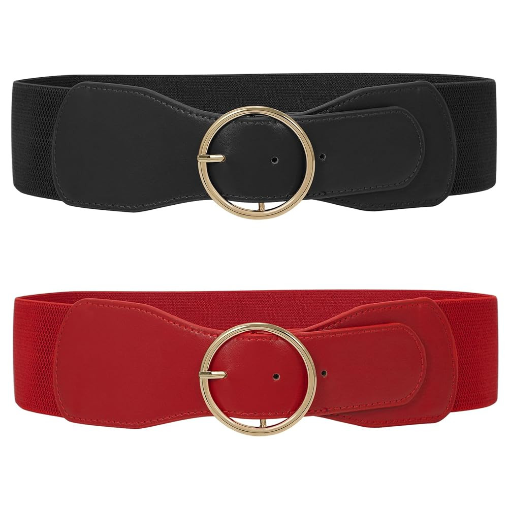 WERFORU 2 Stück Elastischer Taillengürtel für Damen Vintage Breiter Gürtel für Kleid Mode De... | Amazon (DE)