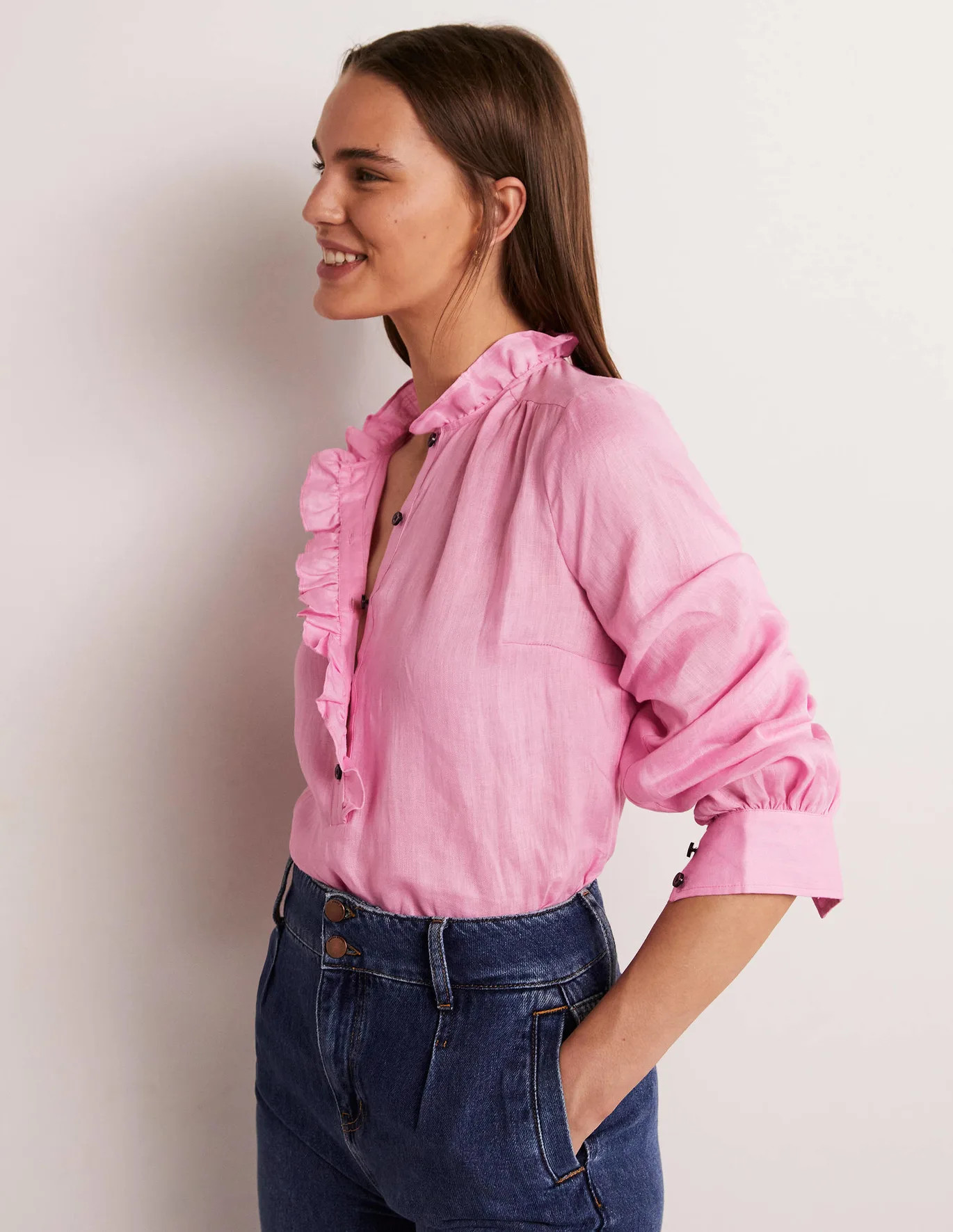 Ruffle Linen Popover Blouse | Boden (US)