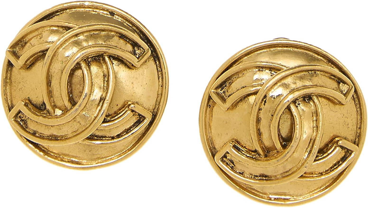 Amazon.com: Chanel, Pre-Loved Gold Engraved 'CC' Round Earrings, Gold : Luxury Stores | Amazon (US)