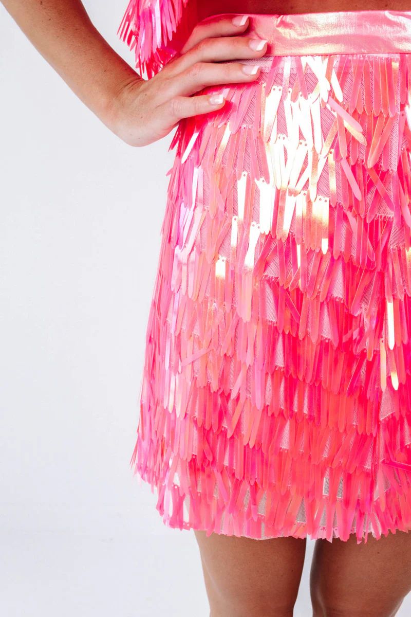Queen Of Sparkles Rectangle Sequin Skirt - Pink | The Impeccable Pig