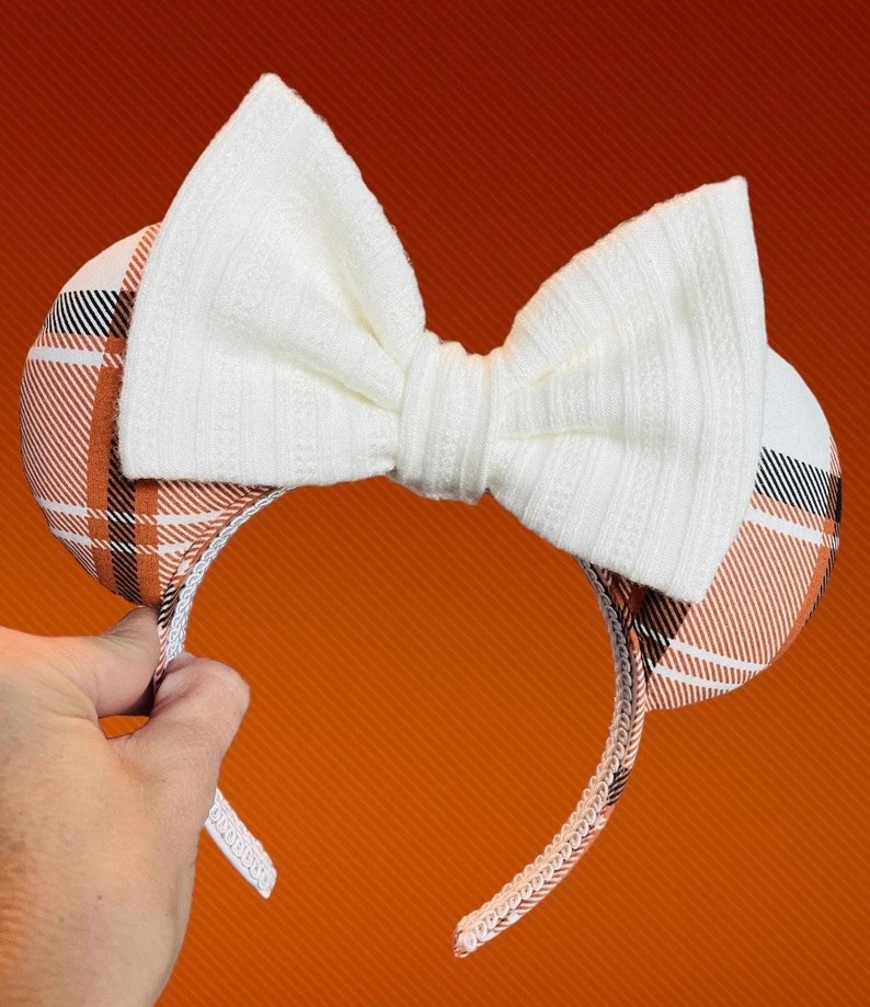 Fall Plaid Sweater Weather Mouse Ears, Brown Ears, White Ears, Cream Ears, Halloween Ears, Thanks... | Etsy (US)