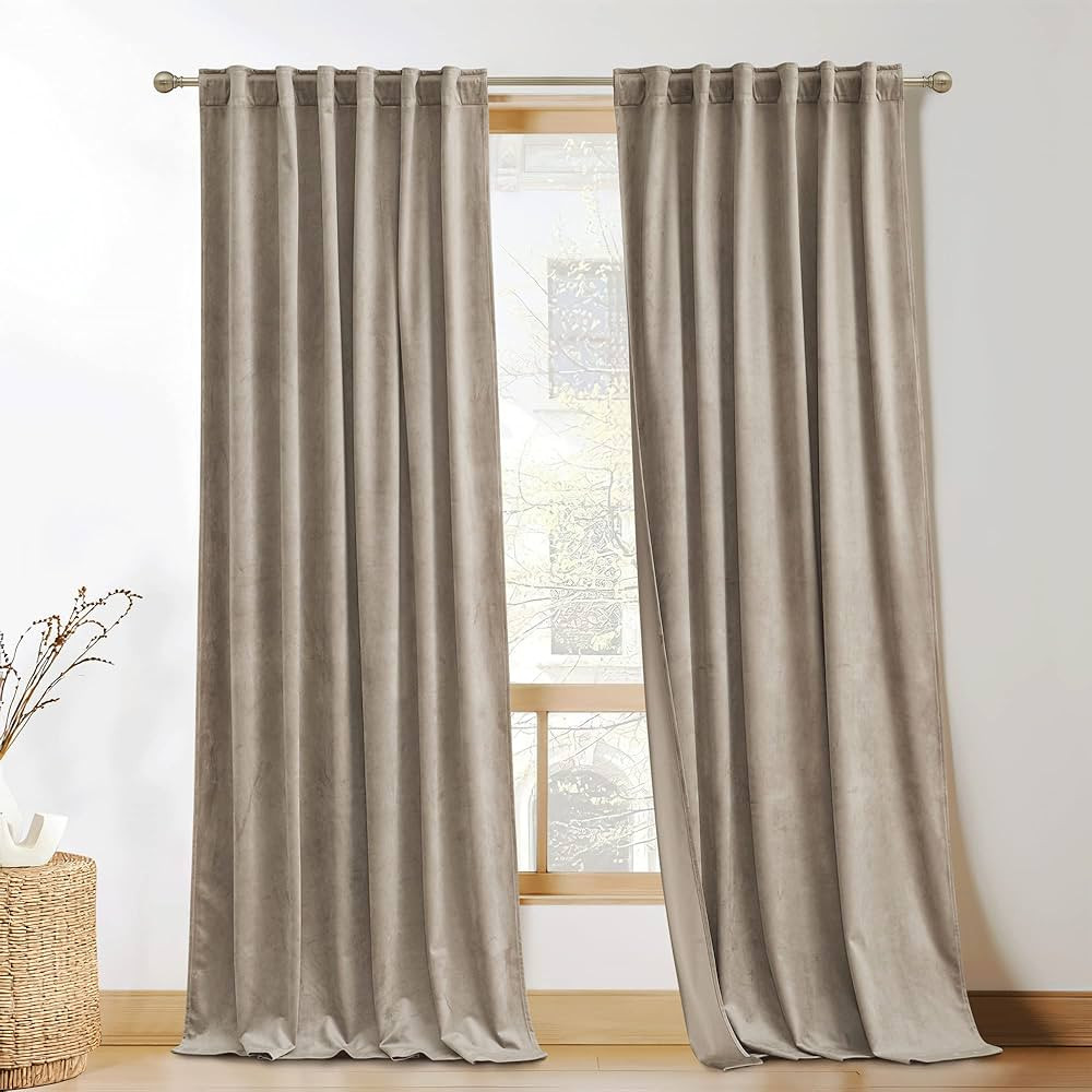 KGORGE Velvet Curtains 120 inches Long Light Block Room Darkening Thermal Insulating Drapes for L... | Amazon (US)