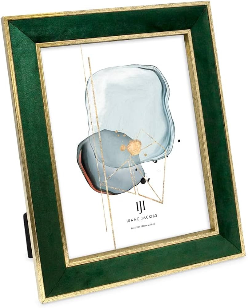 Isaac Jacobs Velvet Picture Frame with Metallic Gold Double Border, Photo Frame, Horizontal & Ver... | Amazon (US)