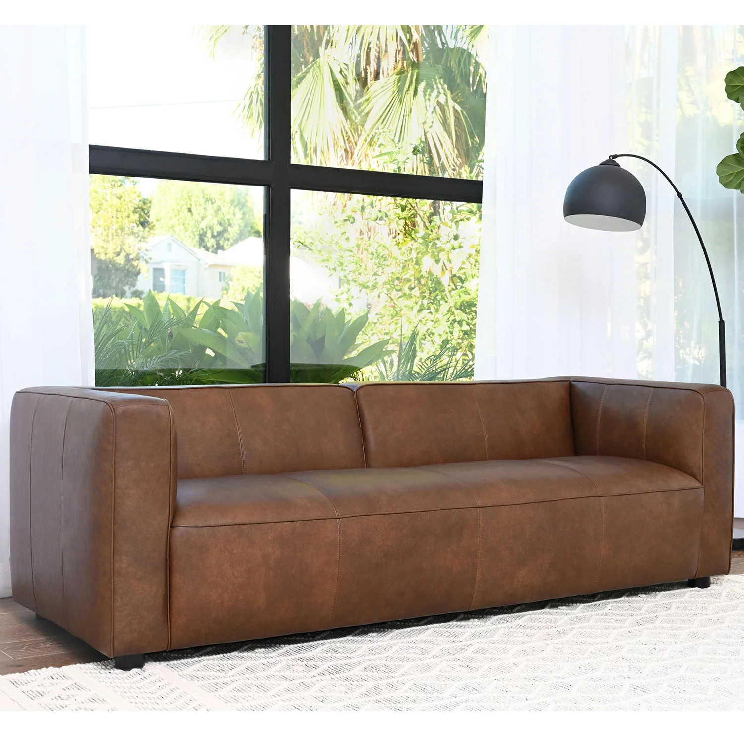 Winslow Handcrafted Top Grain Leather Sofa in Camel | Sam's Club