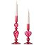 DN DECONATION Pink Glass Candle Holders Set of 2 – Heart Taper Candle Holders for Valentine's D... | Amazon (US)