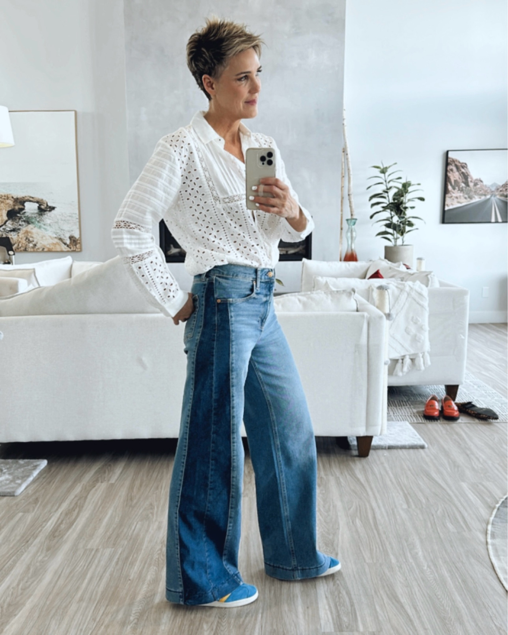 Elevated wide leg jeans with a little side panel interest. Do you try a variety of denim or are you always hunting for a new brand? I’m pretty loyal, Gap in a 27 tall almost always fits like a dream. Why mess with that?
••
If you don’t know what to wear try outfit prompts. Borrow some or make up your own. I’ve been using my prompts Mon-Fri and I’m wearing more of a variety of outfits and more of what o really love! I’ll list them below. 
••
More Colour Monday - Trouser Tuesday- White Shirt Wednesday - Third Piece Thursday - Not Pants Friday (skirts or dresses).
••
#LTKdenim #widelegjeans 

#LTKSeasonal #LTKstyletip