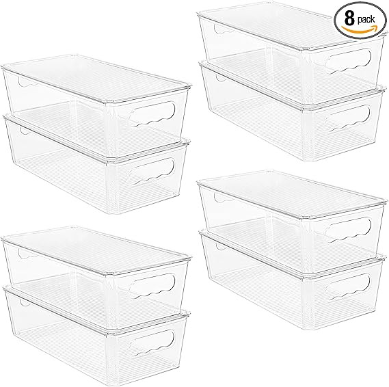 Vtopmart 8pcs Clear Organizers and Storage Bins with Lids, Stackable Plastic Storage Containers w... | Amazon (US)