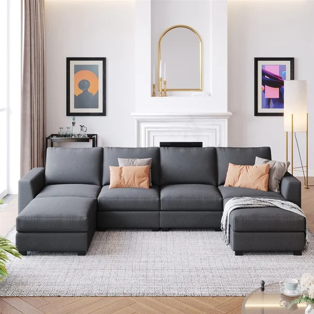 Convertible Sectional Sofa Couch with Reversible Chaise, U Shaped Couch Sofa with Removable Ottom... | Walmart (US)