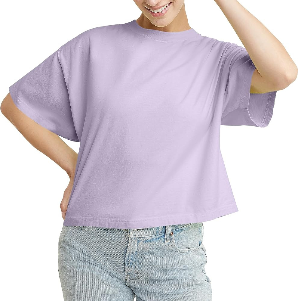 Hanes Originals Garment Washed T-Shirt, Crewneck Crop Tees for Women | Amazon (US)