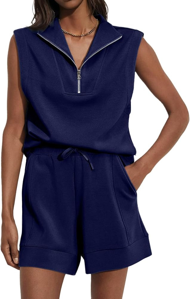 Glamaker Women's Two Piece Short Sets Summer Lounge Sweatsuits Air Essentials Sleeveless Outfits ... | Amazon (US)