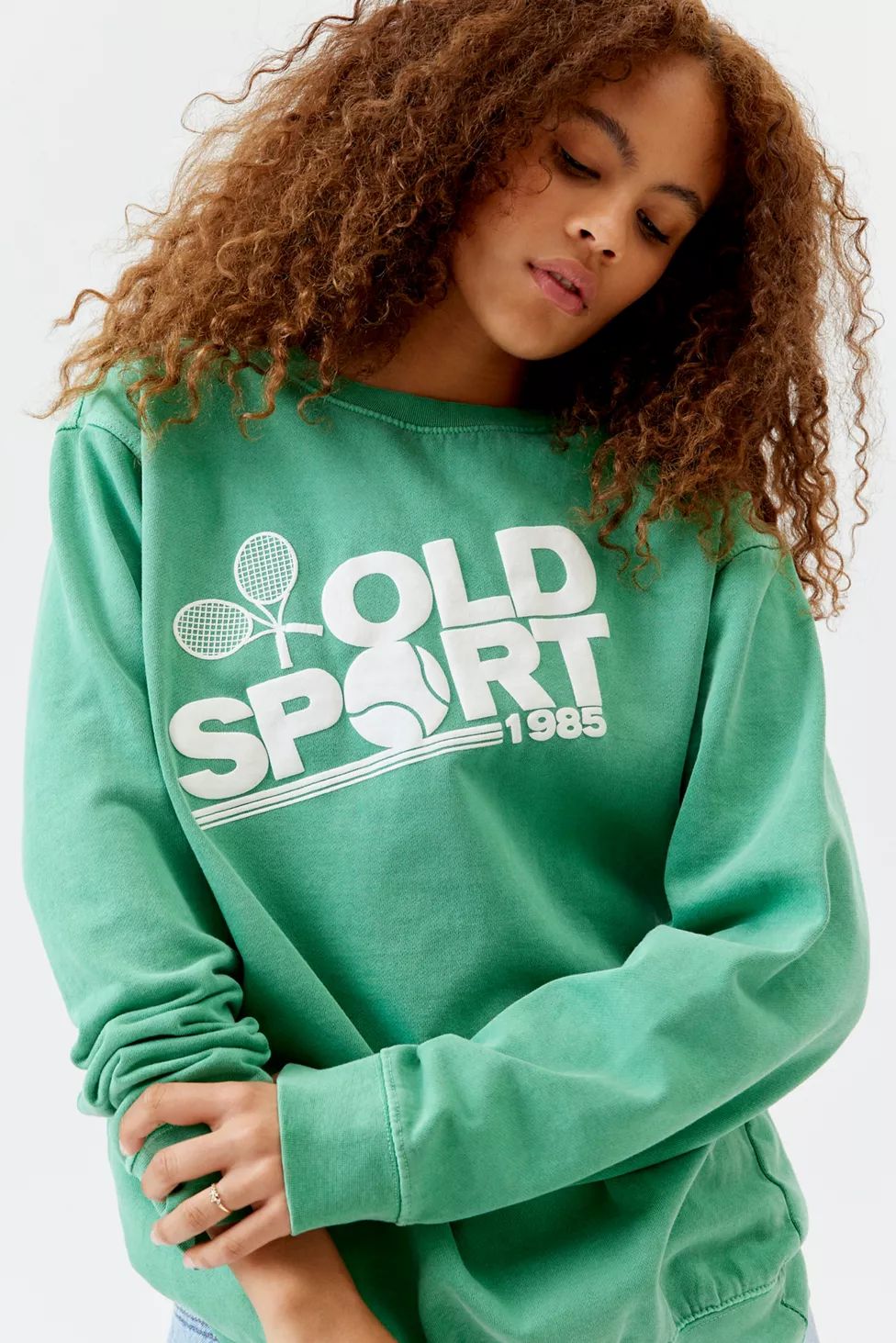 Old Sport Puff Paint Pullover Sweatshirt | Urban Outfitters (US and RoW)