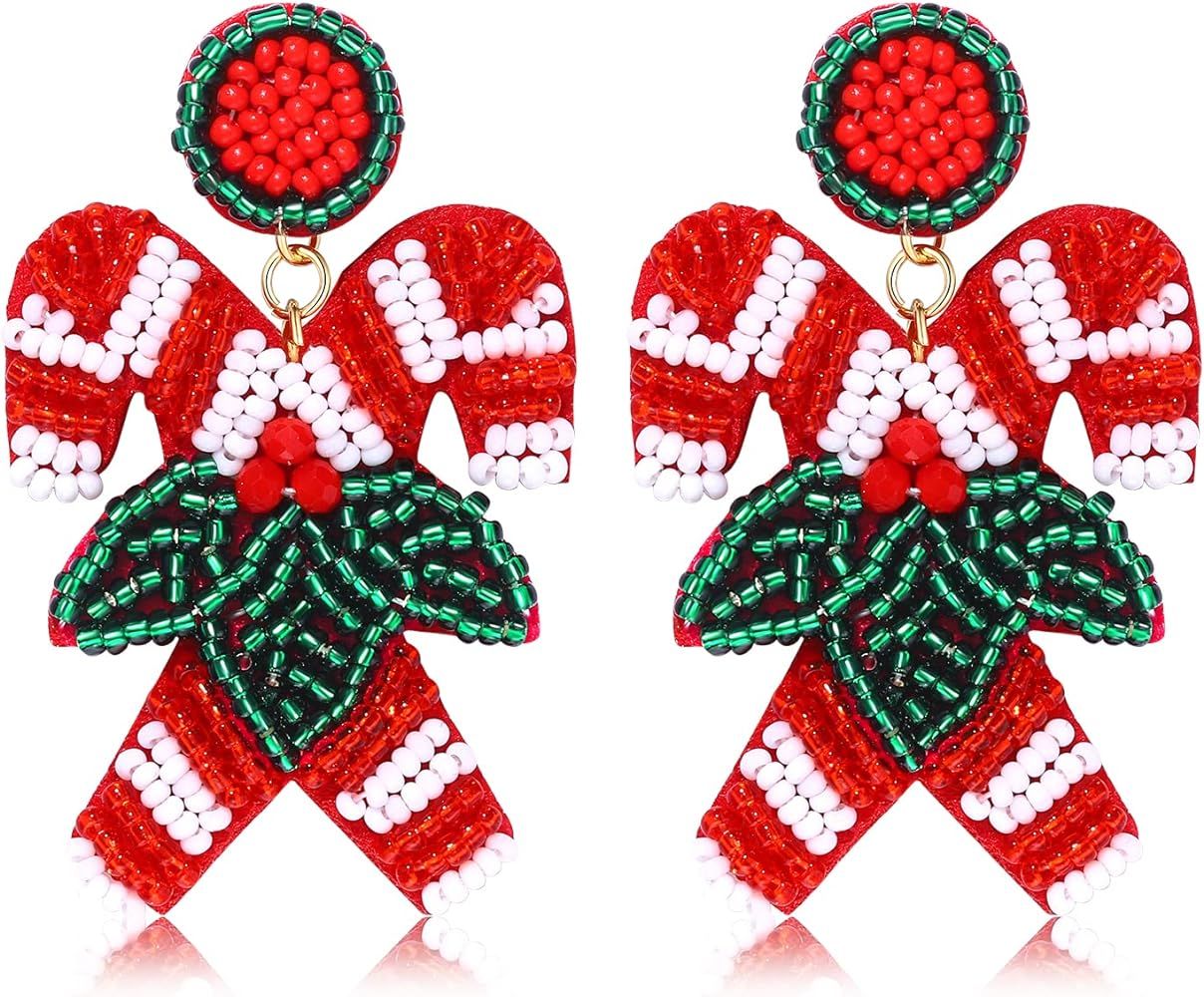 Christmas Earrings for Women Christmas Bead Dangle Earrings Bohemia Handmade Colorful Seed Beaded... | Amazon (US)