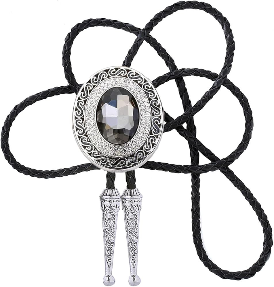 Western Bolo Tie Cowboy Bolo Ties Rhinestone Necklace Bola Tie for Men Women | Amazon (US)