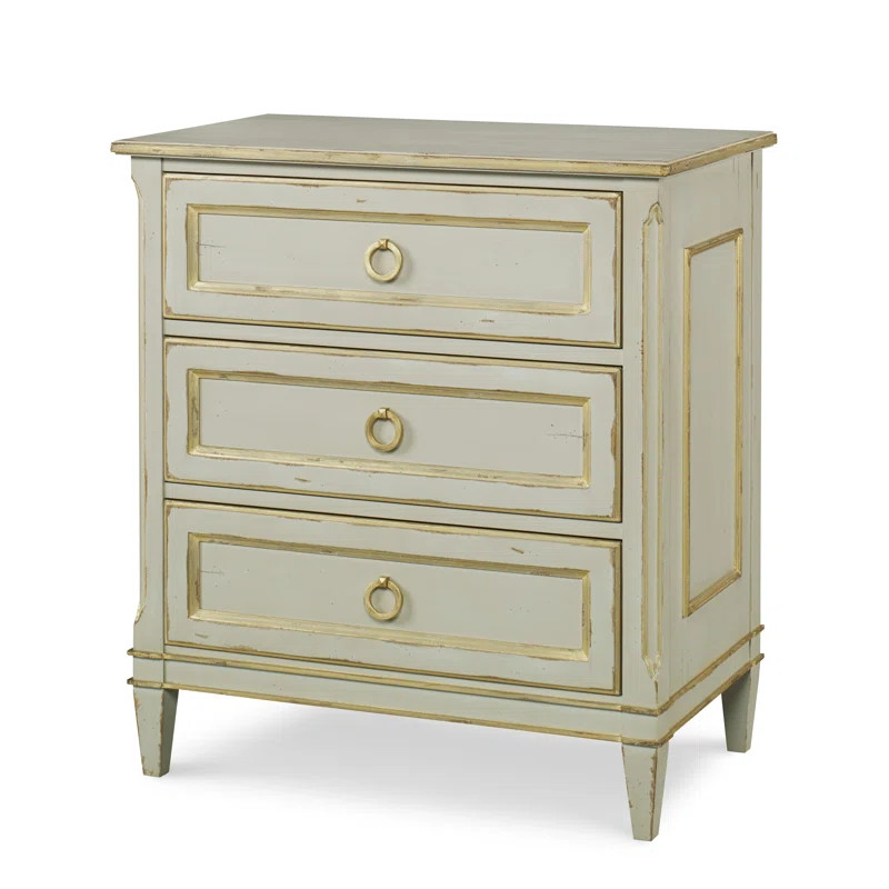 Monarch Madeline 3 - Drawer Solid Wood Bachelor's Chest in Worn Light Gray | Perigold