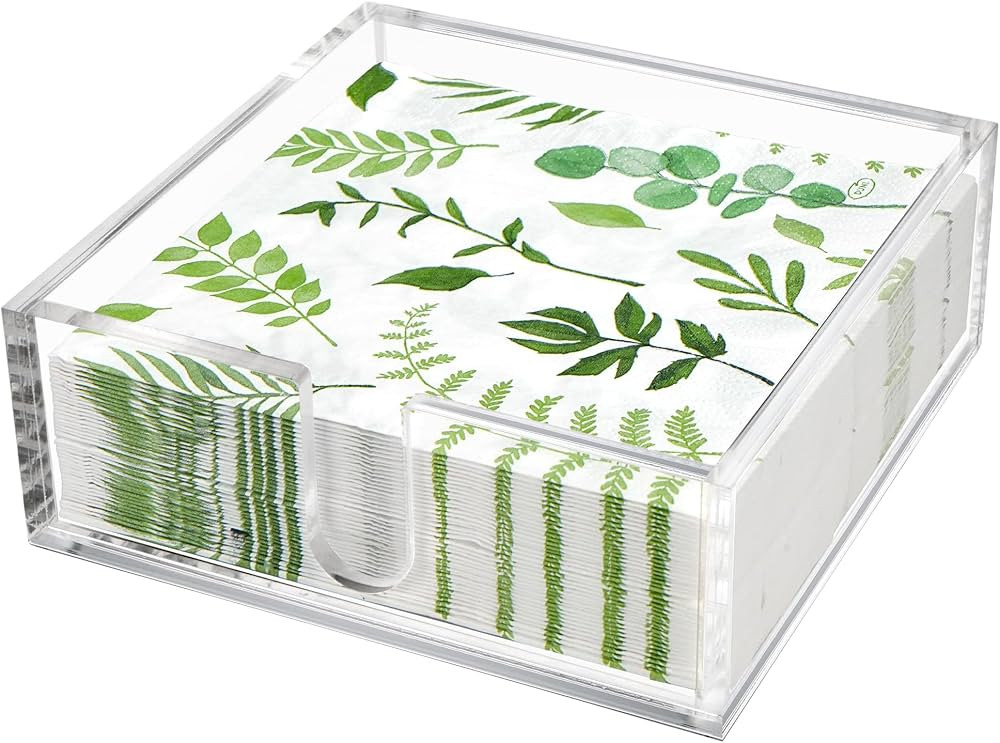 LotFancy Acrylic Napkin Holder, Cocktail Napkin Holder for 6.5 x 6.5 inch Napkin, Clear Guest Tow... | Amazon (US)