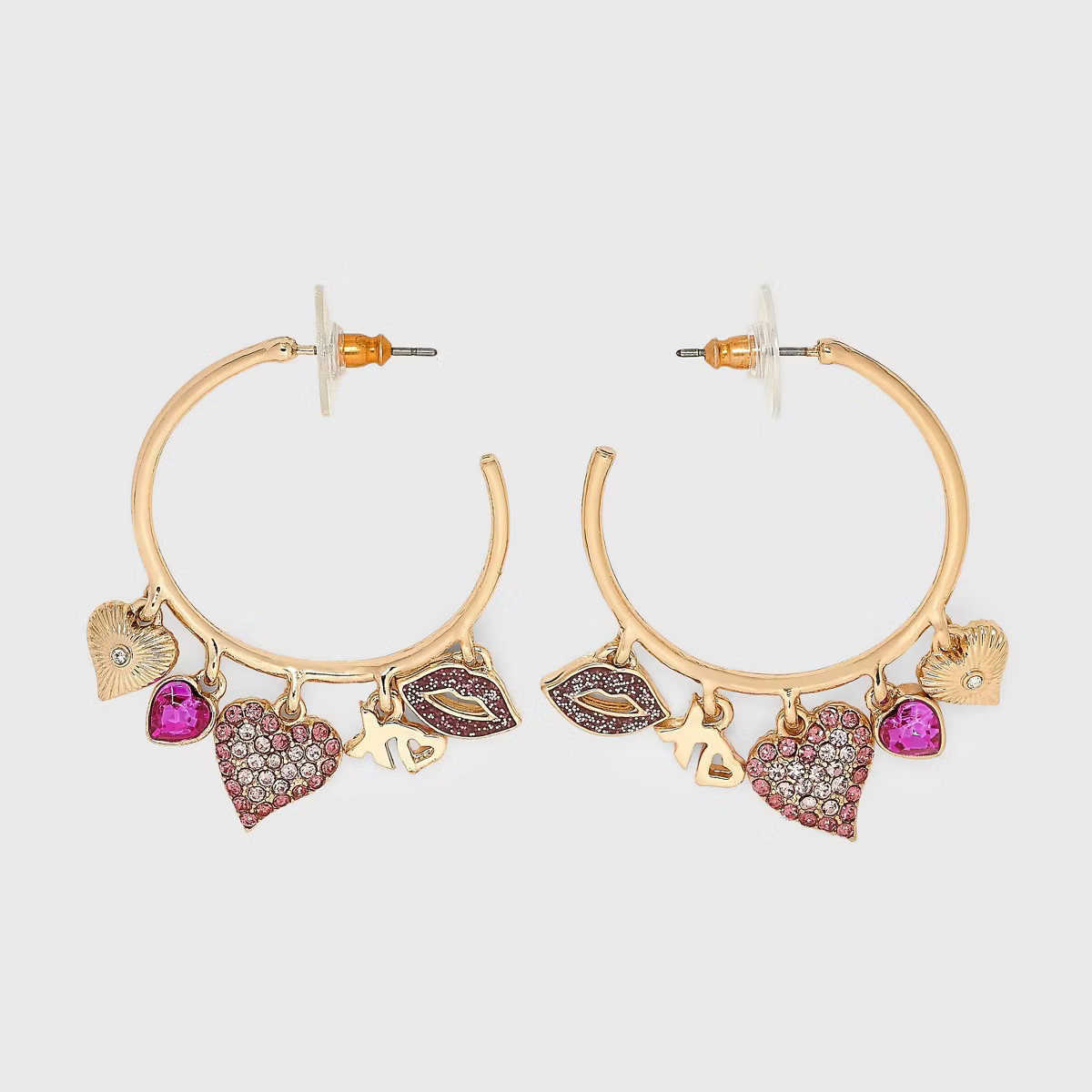 SUGARFIX by BaubleBar "Be My Valentine" Hoop Statement Earrings - Pink | Target