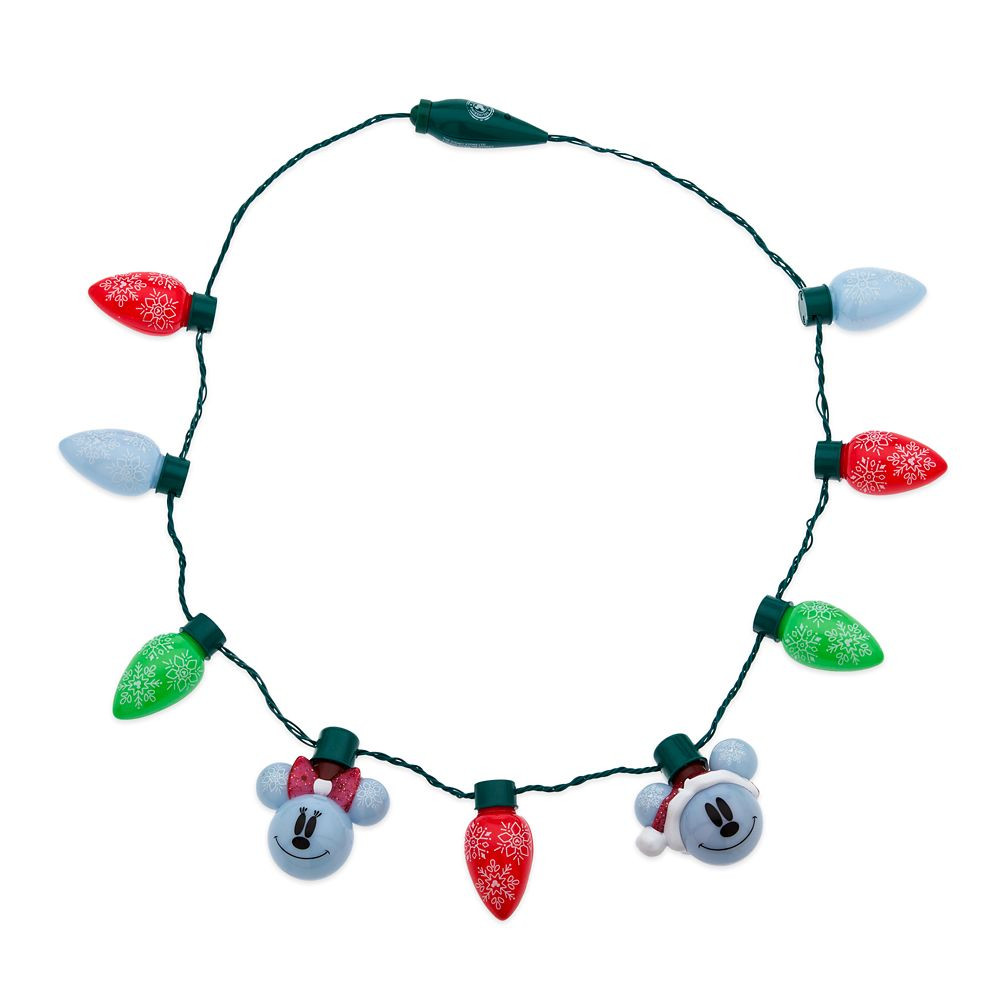 Mickey and Minnie Mouse Light-Up Holiday Glow Necklace | Disney Store | Disney Store