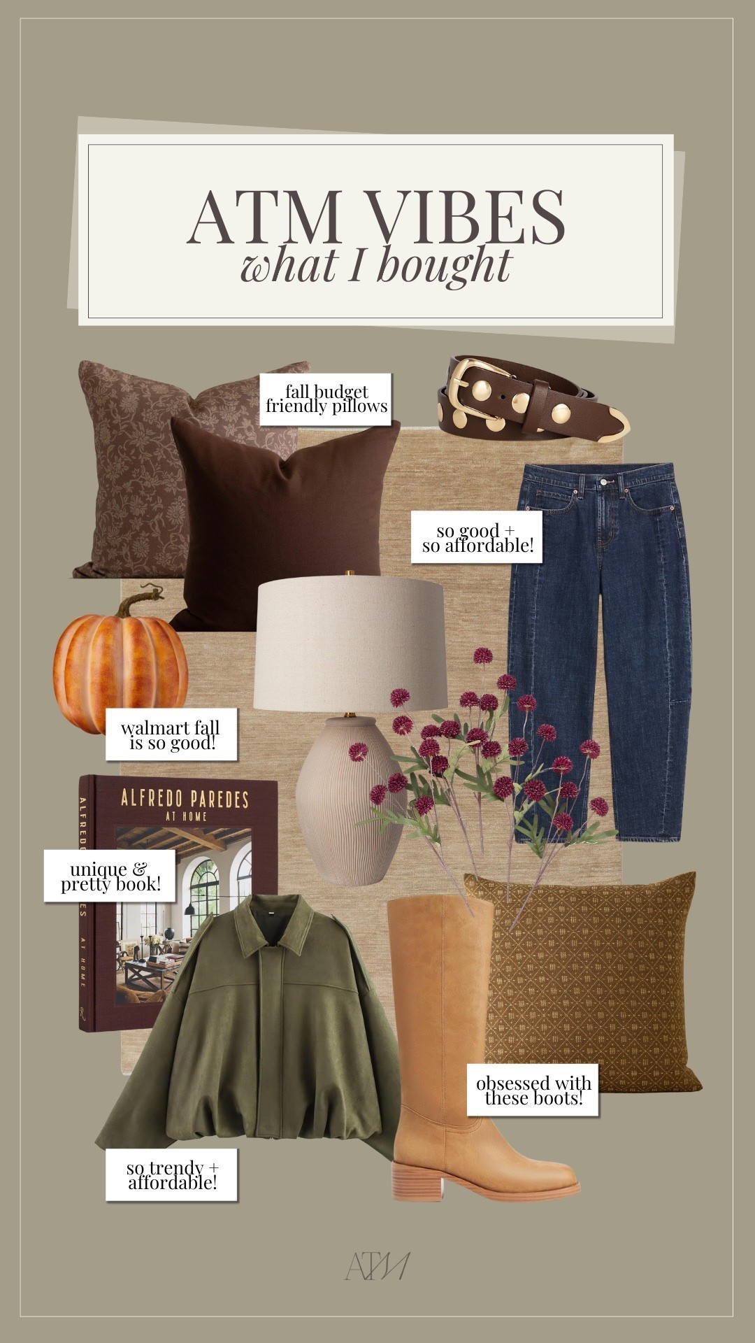 ATM Vibes - What I Bought!

fall home finds, seasonal home decor, affordable fall decor, walmart fall, amazon fashion, old navy, affordable fall fashion 

#LTKPetite #LTKSeasonal #LTKHome