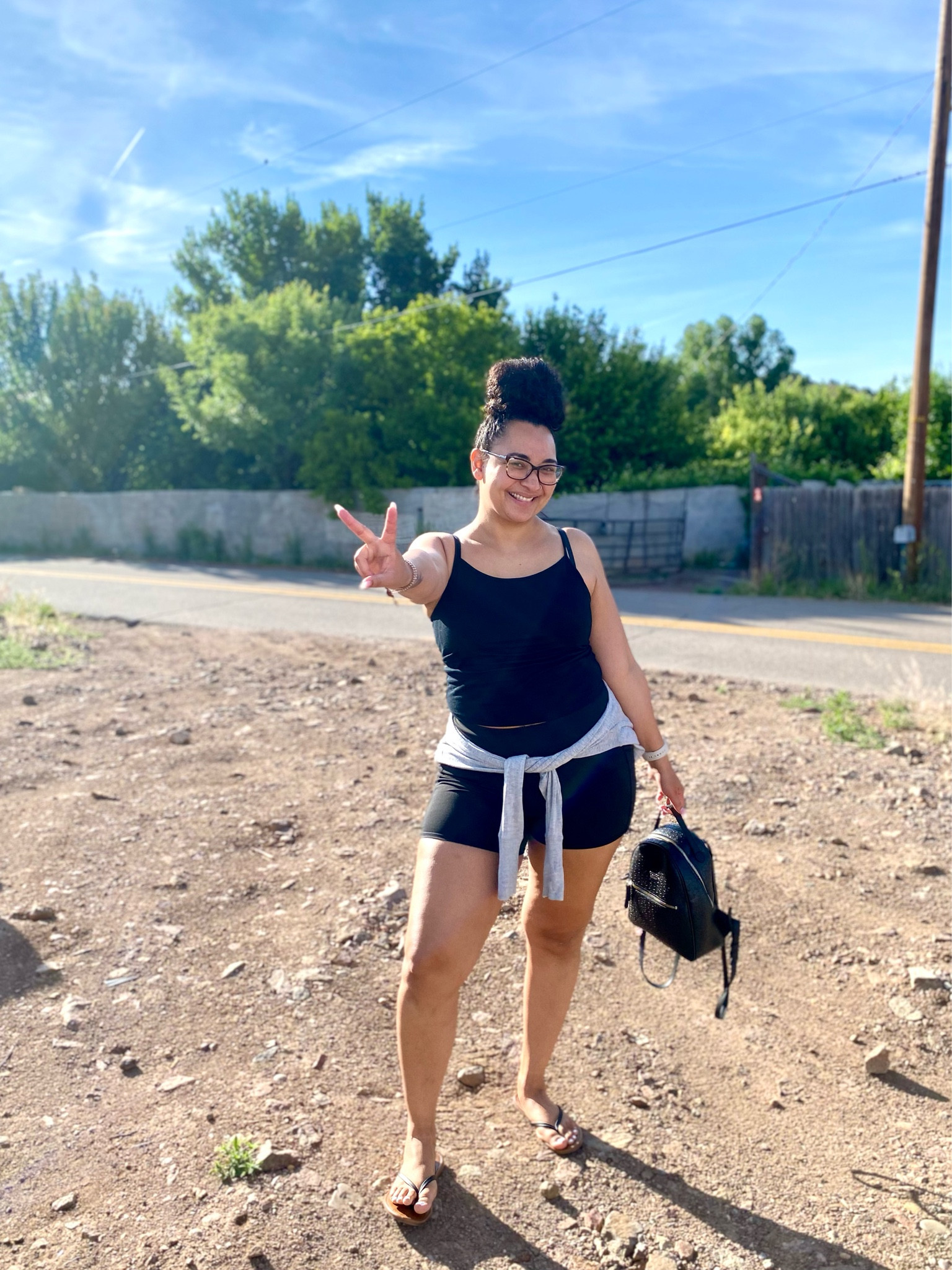 Driving day outfit to AZ from NM! 
Comfy outfit. sandals. Flip flops. Tank top. Yoga shorts. 

#LTKU #LTKFind #LTKstyletip