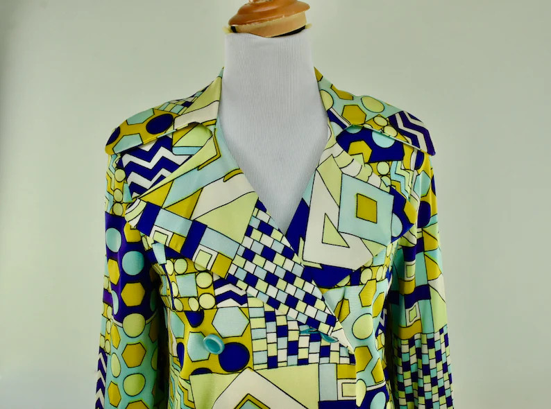 1960s  Mr Z San Francisco Psychedelic / Op Art Trench  Coat  ......... Silky Knit.........size Me... | Etsy (Global)