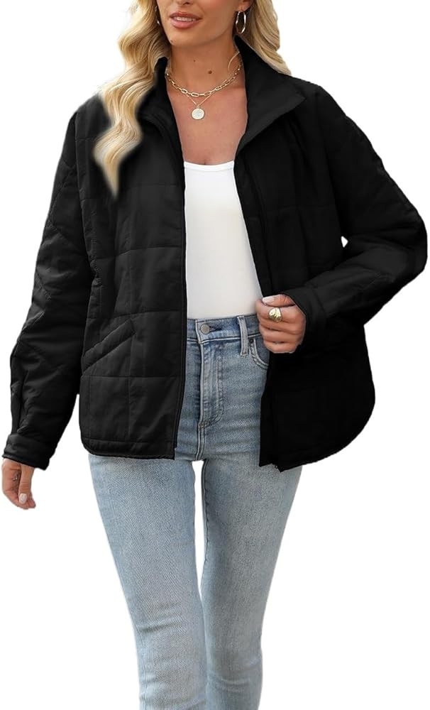 D-Sun Womens Quilted Jacket Lightweight Down Oversized Zipper Long Sleeve Puffer Jacket Winter Co... | Amazon (US)