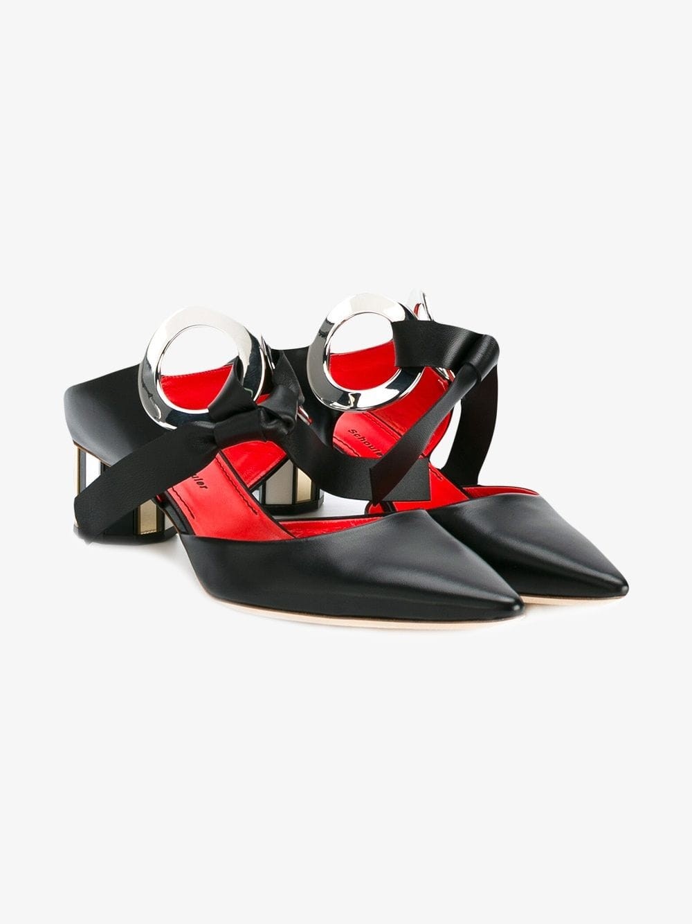 Proenza Schouler Black Grommet 40 Leather Mules | Browns Fashion