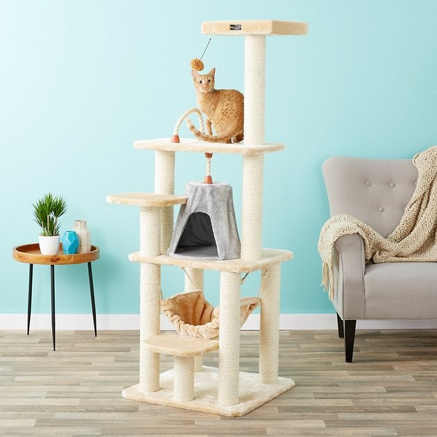 ARMARKAT Faux Fur Covered, Real Wood Cat Tree & Condo, Beige, 65-in - Chewy.com | Chewy.com