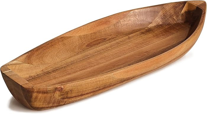 Lucky Boat Serving Tray, Acacia Solid Wood Interesting Shape Plate for Serving Desserts, Fruit, S... | Amazon (US)