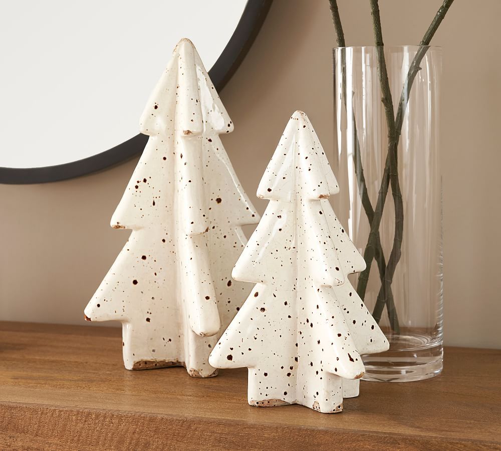Speckled Ceramic Trees, White Speckled, Set Of 2 | Pottery Barn (US)