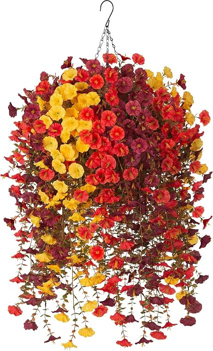 Fake Fall Artificial Outdoor Flowers Plant with Hanging Basket UV Resistant | Amazon (US)