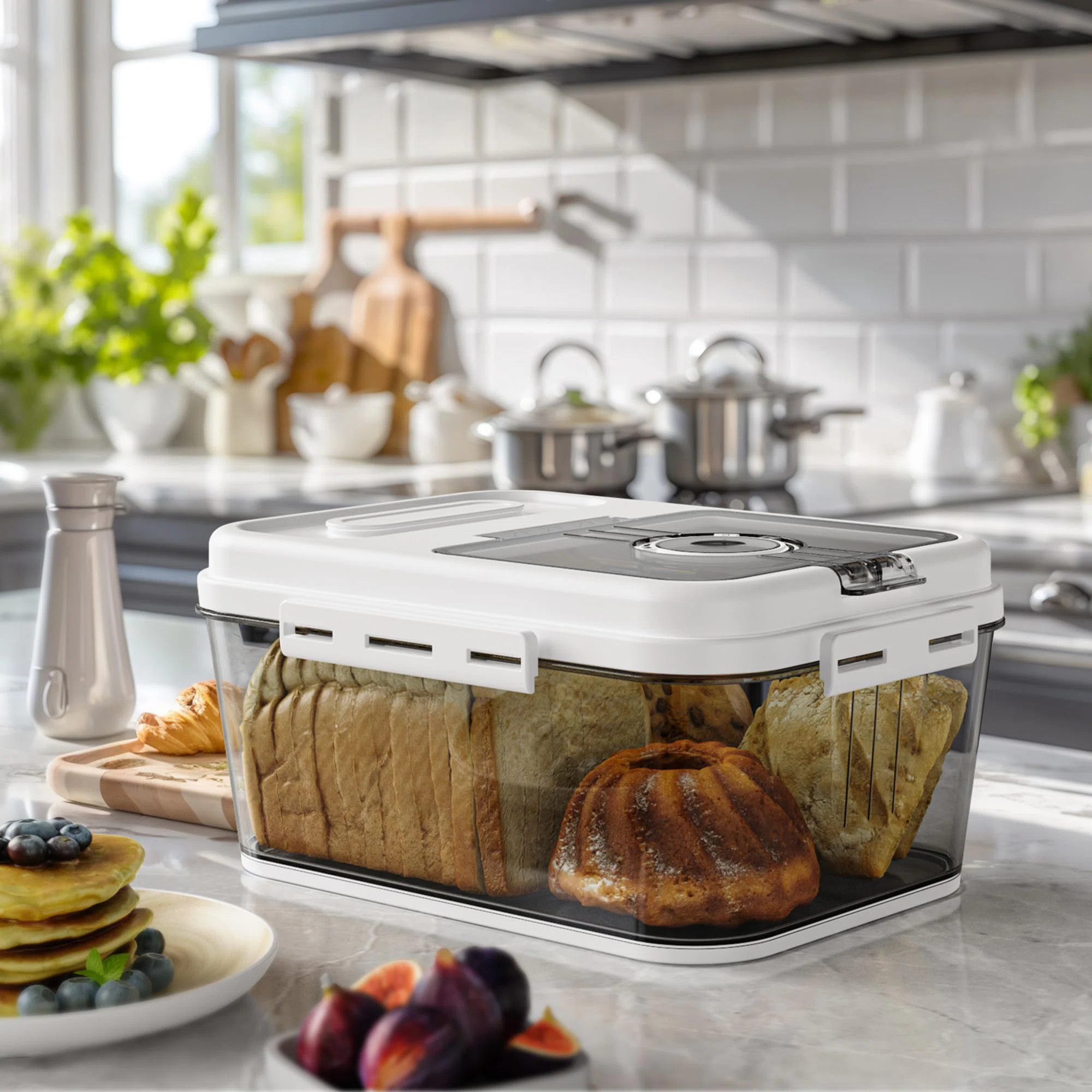 Bread Box For Kitchen Countertop, Airtight Bread Storage Container, Time Recording Bread Keeper W... | Wayfair North America